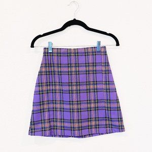 Brandy Melville Purple Plaid Cara Skirt